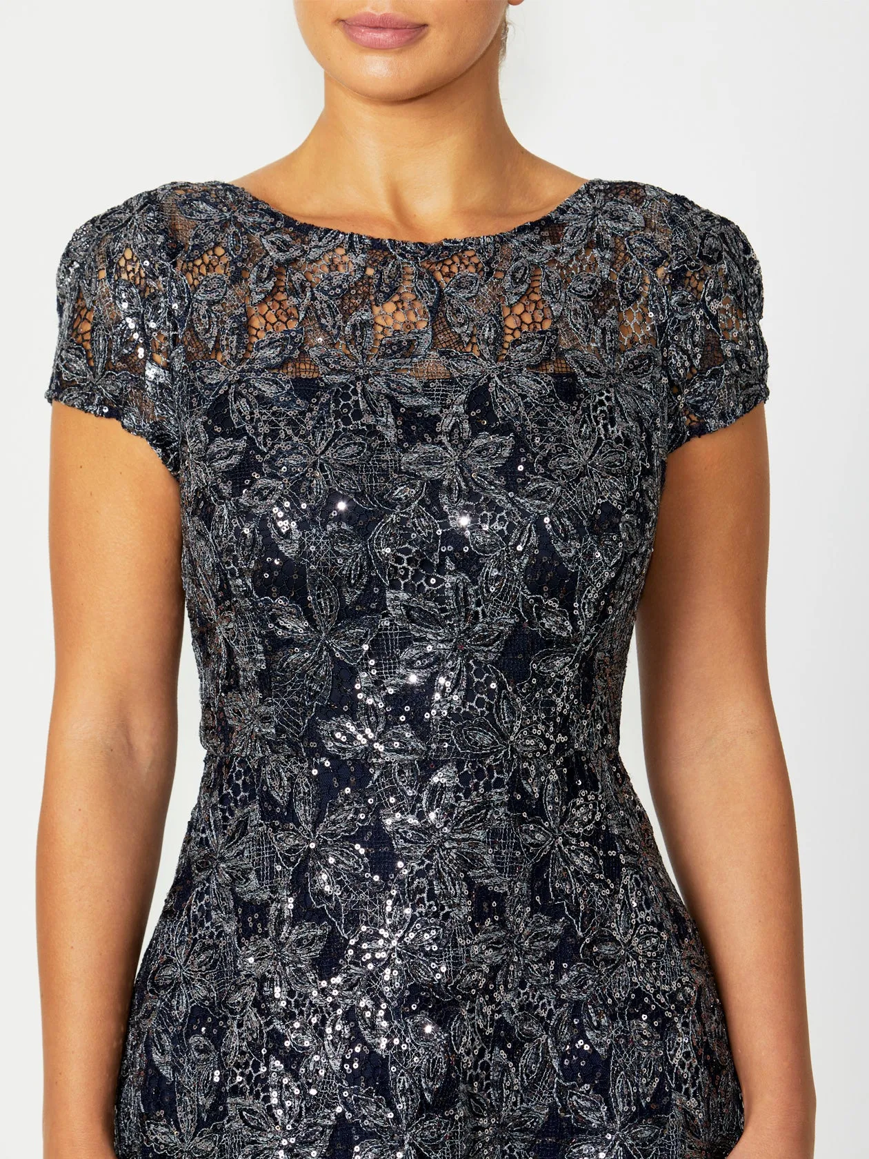 Stellar Navy Sequin A-Line Dress