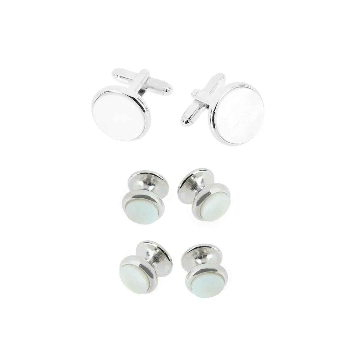 Trafalgar Sutton Round Mother of Pearl Stud & Cufflinks Formal Set