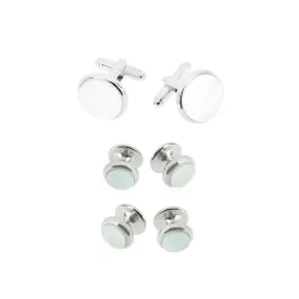 Trafalgar Sutton Round Mother of Pearl Stud & Cufflinks Formal Set