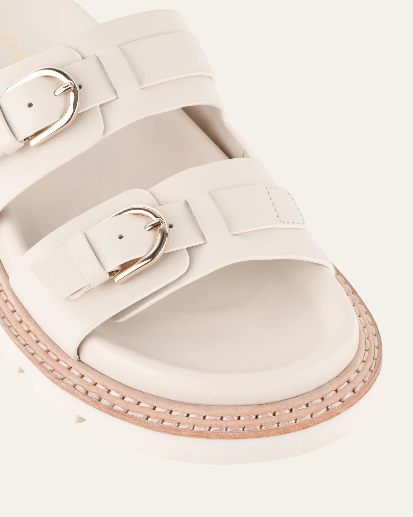 VICHY FLAT SANDALS OFF WHITE LEATHER