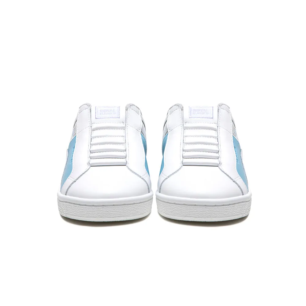 Women's Icon Dots White Blue Logo Leather Sneakers 91933-005